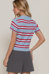 STRIPE POLO SHIRT BLUE