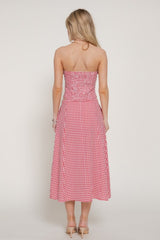 SEERSUCKER SKIRT SET RED