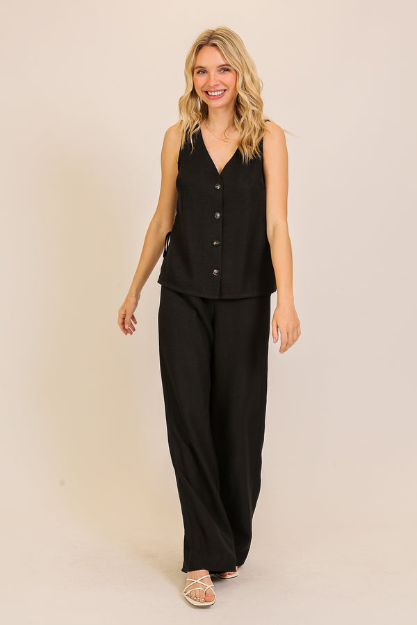 VACATION VIBES PANTS SET BLACK