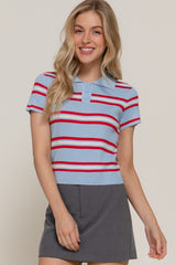 STRIPE POLO SHIRT BLUE