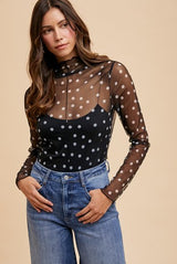 POLKA DOT MESH TOP