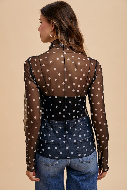 POLKA DOT MESH TOP