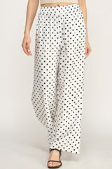 POLKA DOT LOUNGE PANTS WHITE
