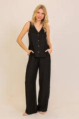 VACATION VIBES PANTS SET BLACK