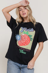 STRAWBERRY TSHIRT BLACK