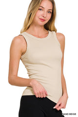 RIBBED TANK TOP BEIGE